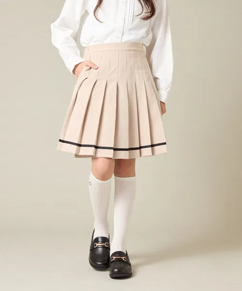 Детская юбка-плиссе с принтом, модель Line Pleated, a.v.v, Beige — фото 4