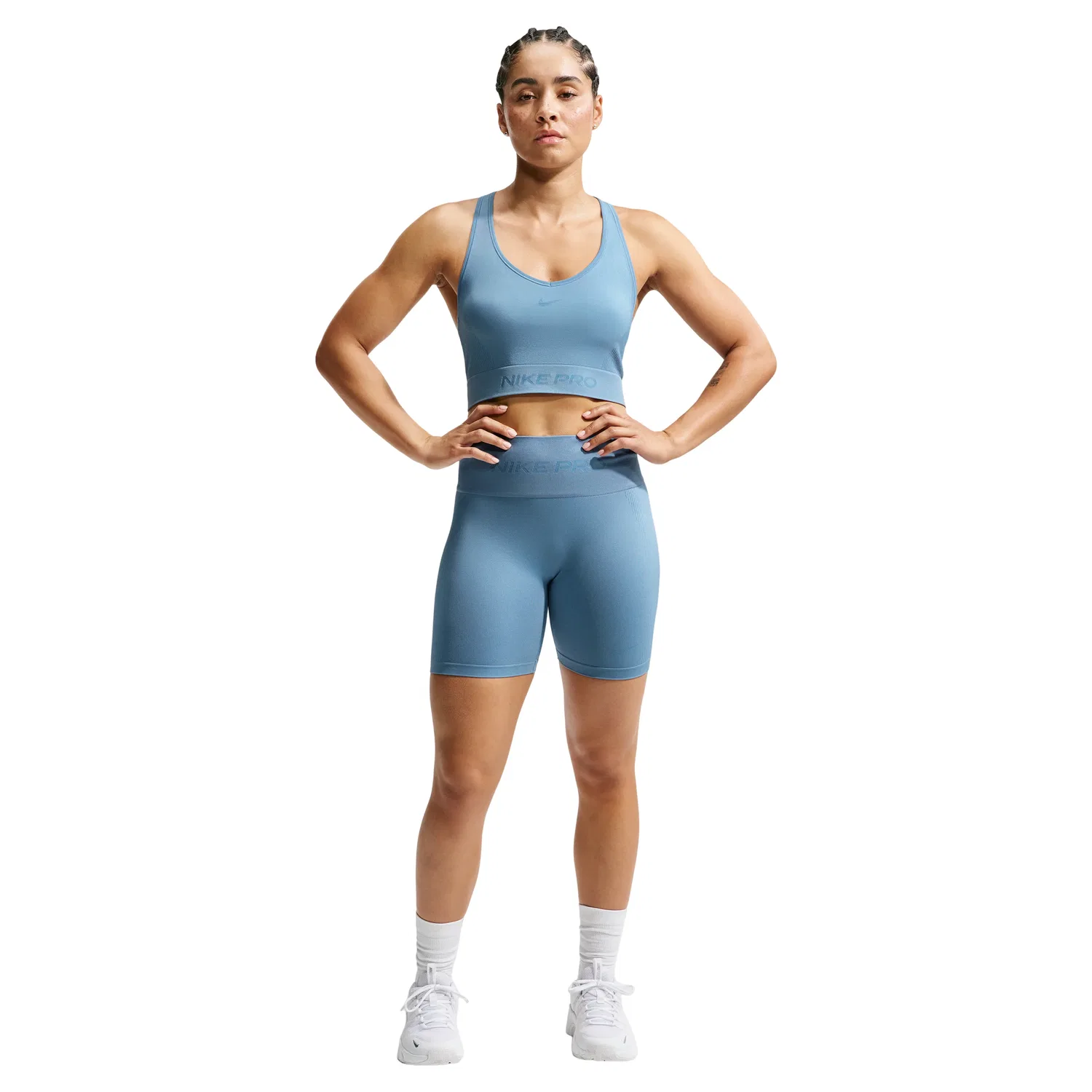 Женская футболка Pro Seamless Dri-FIT Cropped Tank Top 'Work Blue' Nike, Work Blue — фото 4