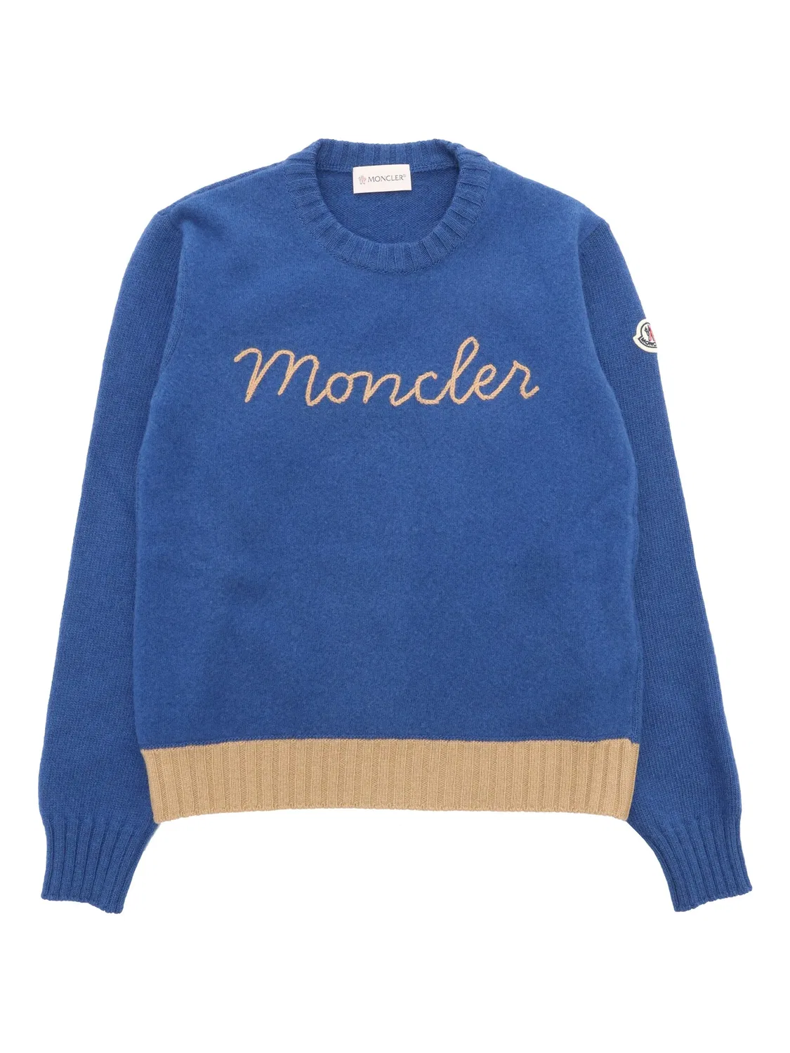 Вязаный свитер с вышивкой Moncler, синий