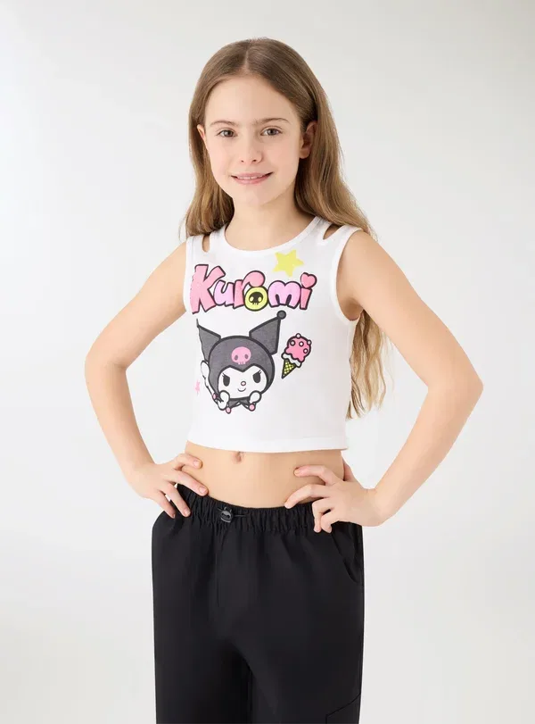Топ с принтом Hello Kitty Stampa Terranova, Optical White, белый — фото 2
