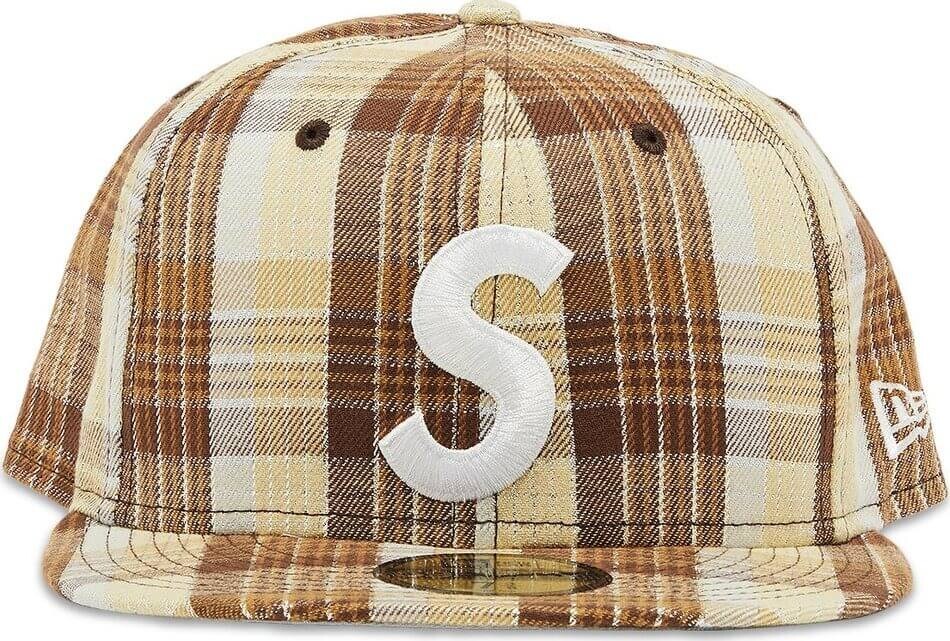

Бейсболка Supreme Metallic Plaid S Logo New Era, коричневый