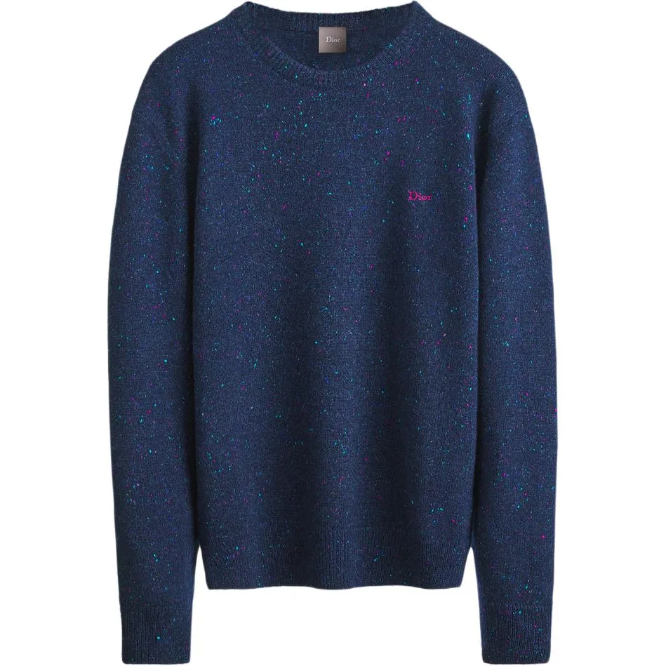 Мужской кашемировый свитер с круглым вырезом Marine Blue DIOR, Marine Blue