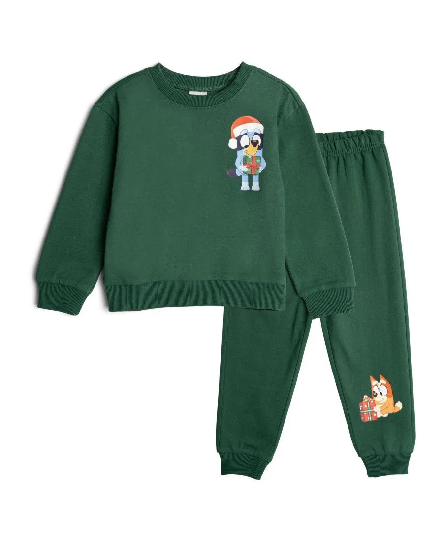 Комплект из флисового свитшота и джоггеров Bluey, Dark Green Bluey