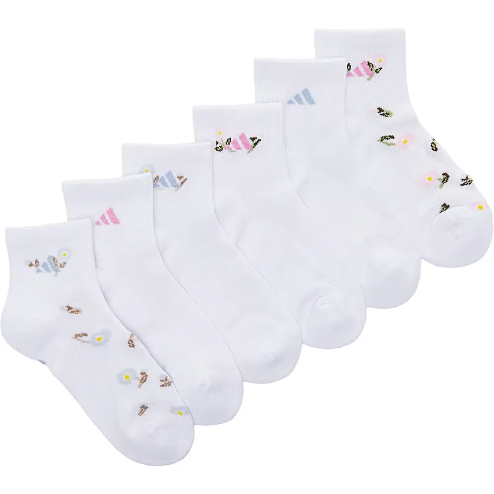 Детский набор из 6 мягких носков с графическим рисунком Adidas, Floral Assorted