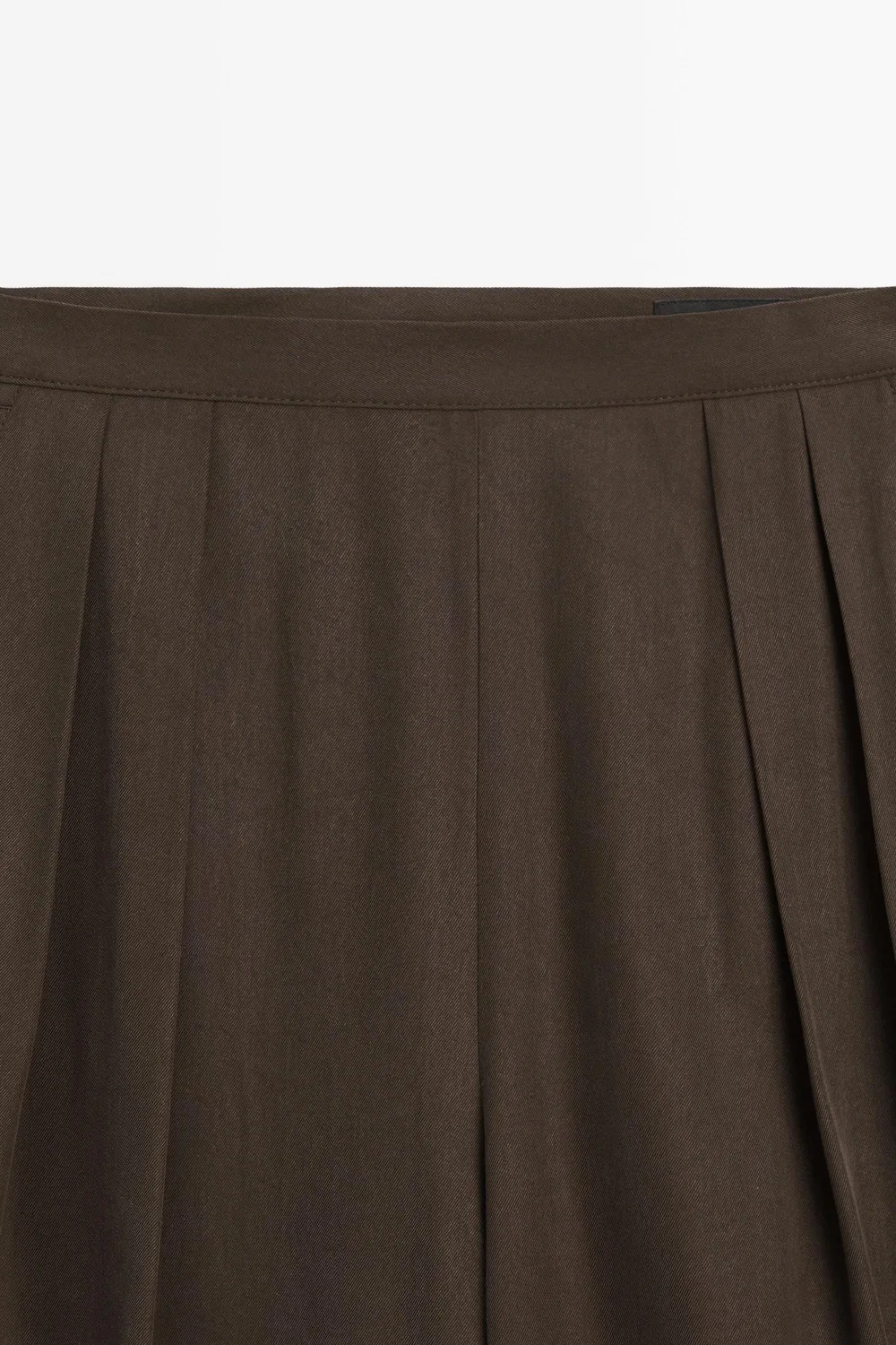 Брюки Massimo Dutti, свободные с широкими штанинами и вытачками, коричневые — фото 4