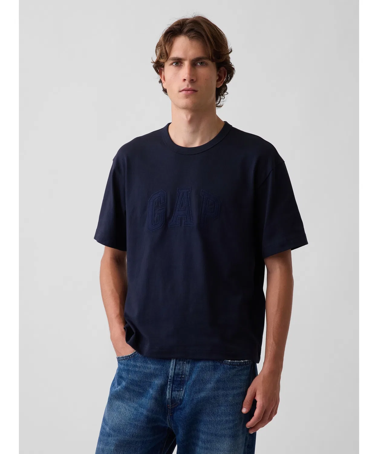 Мужская футболка с полурукавом, из хлопка, модель GAP Logo GAP, Navy