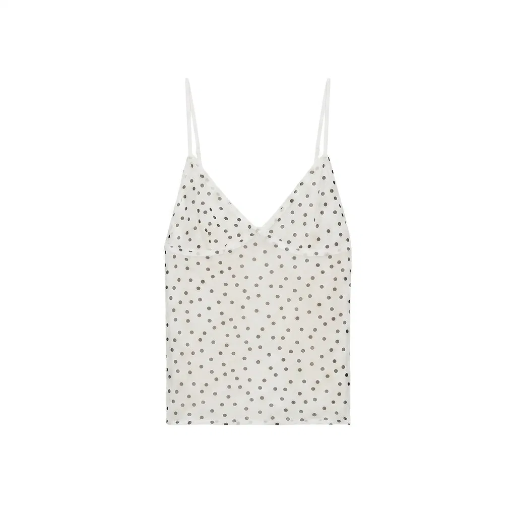 Женская майка на бретелях с принтом ZARA, White/Black