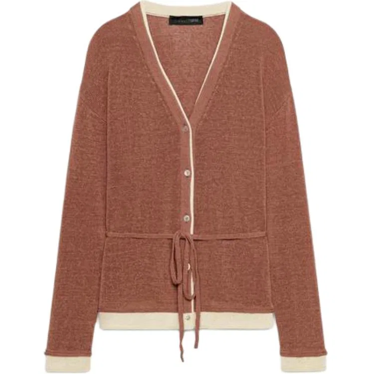 Женский джемпер с V-образным вырезом Burgundy ZARA