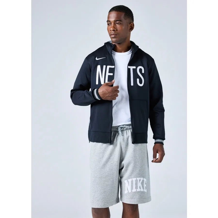 Худи мужское с капюшоном Nike NBA Brooklyn Nets Showtime Dri-FIT, Черный — фото 2