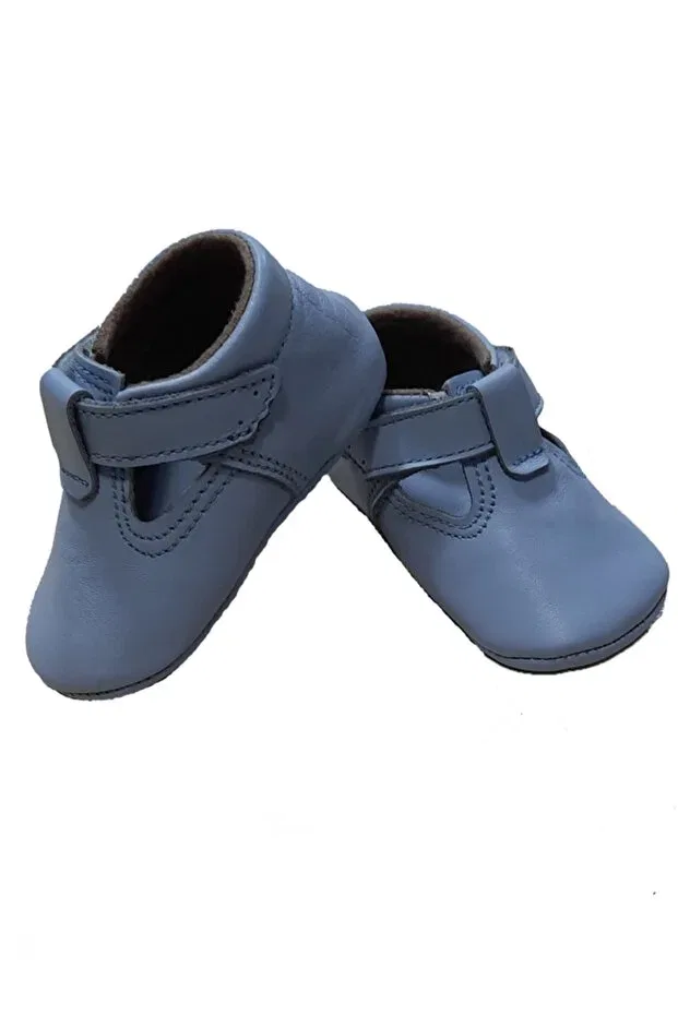 Детские туфли для мальчиков с коротким каблуком First step light blue baby shoes Kapar, Light Blue