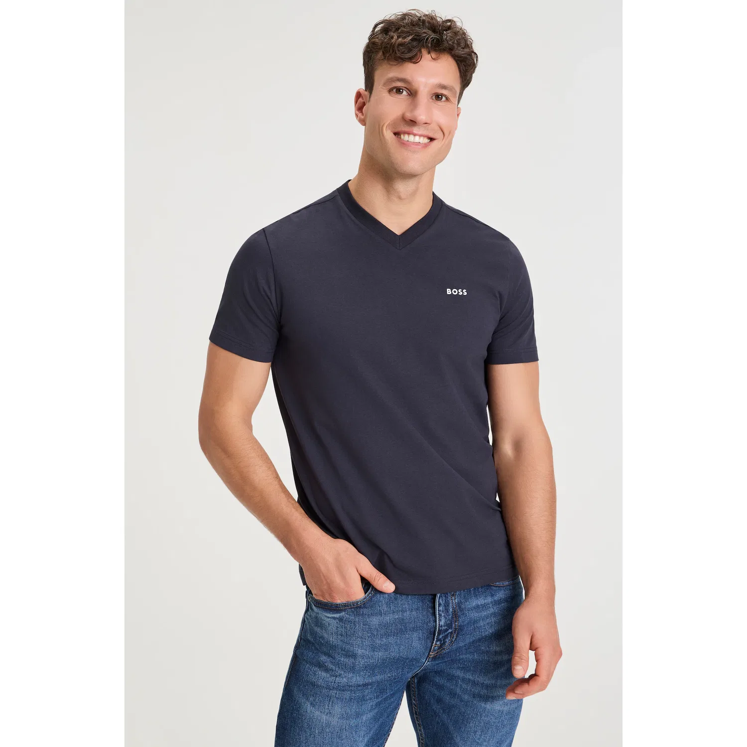 Детская футболка с V-образным вырезом BOSS GREEN, Dark Blue — фото 2