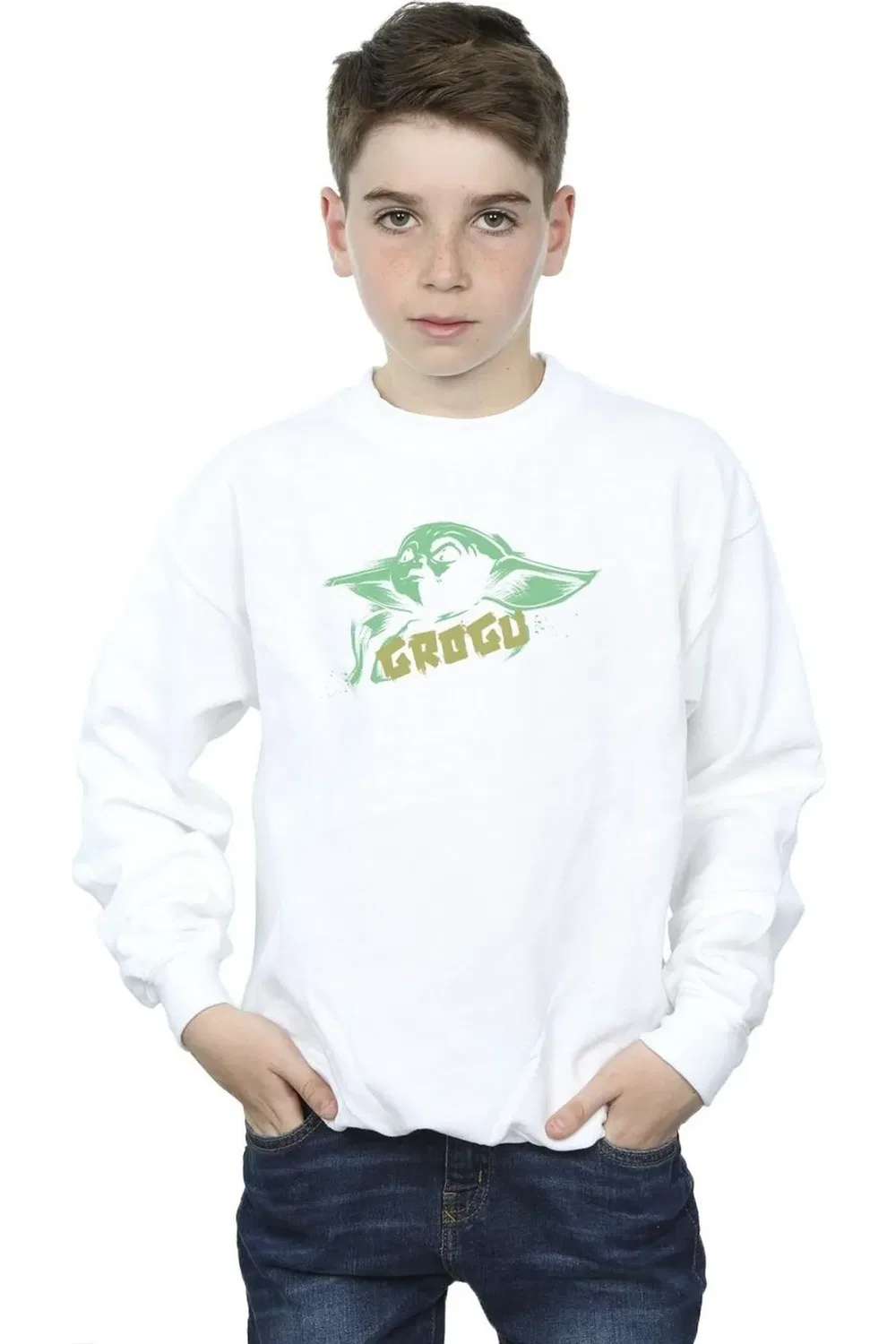 Свитшот с принтом The Mandalorian Grogu the Child Star Wars, White