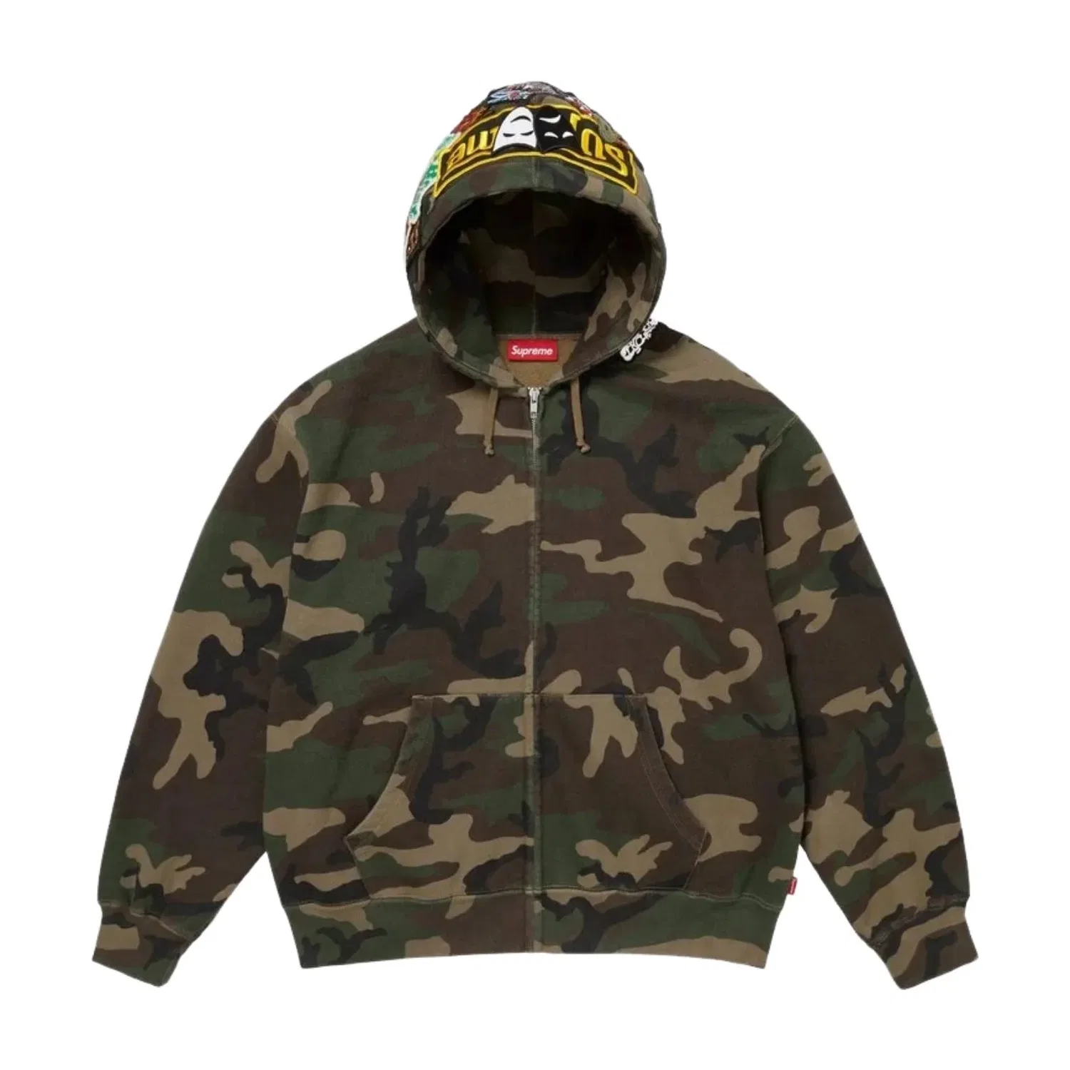 Мужское худи FW26 Patches Zip Up Hooded Sweatshirt 'Woodland Camo' Supreme, Woodland Camo — фото 3