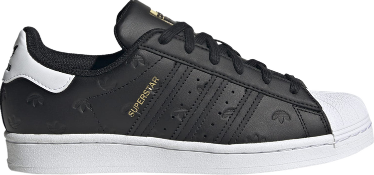 Кроссовки Adidas Wmns Superstar 'Allover Debossed Trefoils - Black White', черный - фото