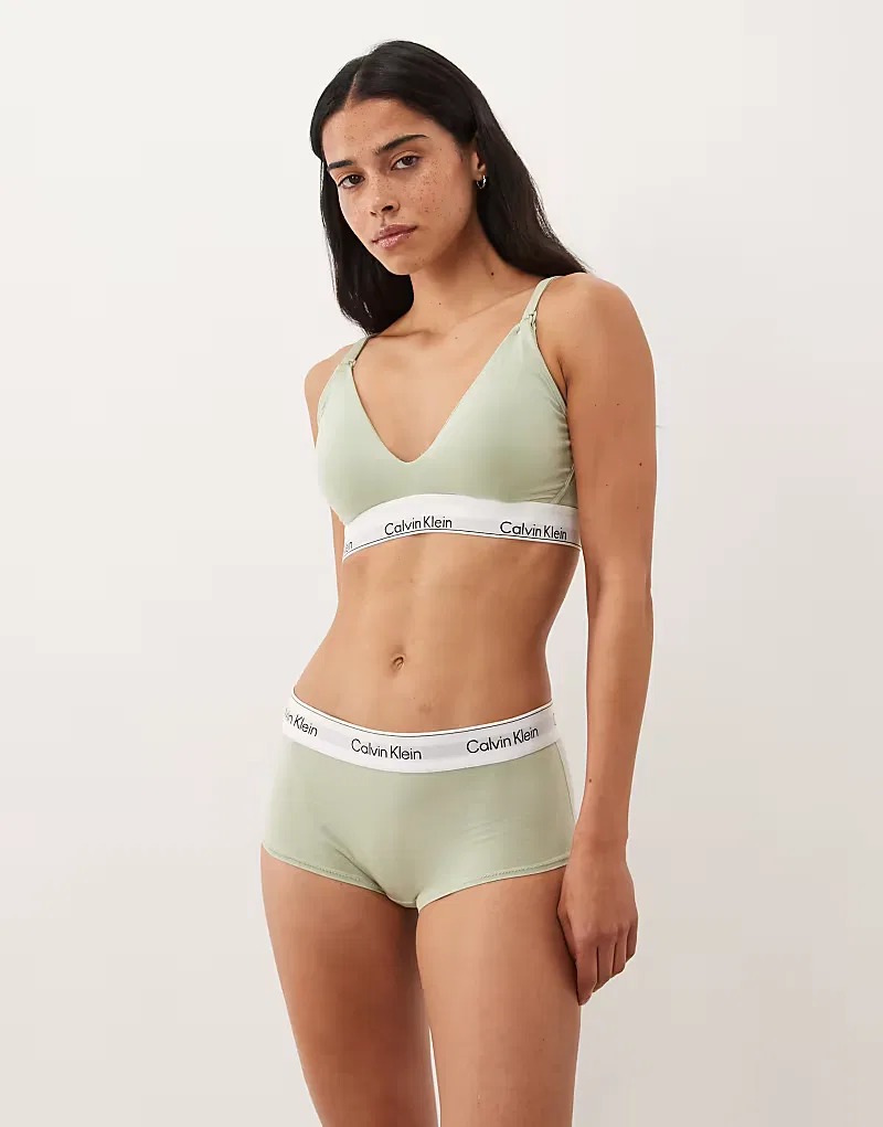 Бюстгальтер-треугольник Calvin Klein Icon Cotton Modal для беременных, с легкой подкладкой, бледно-мятного — фото 4