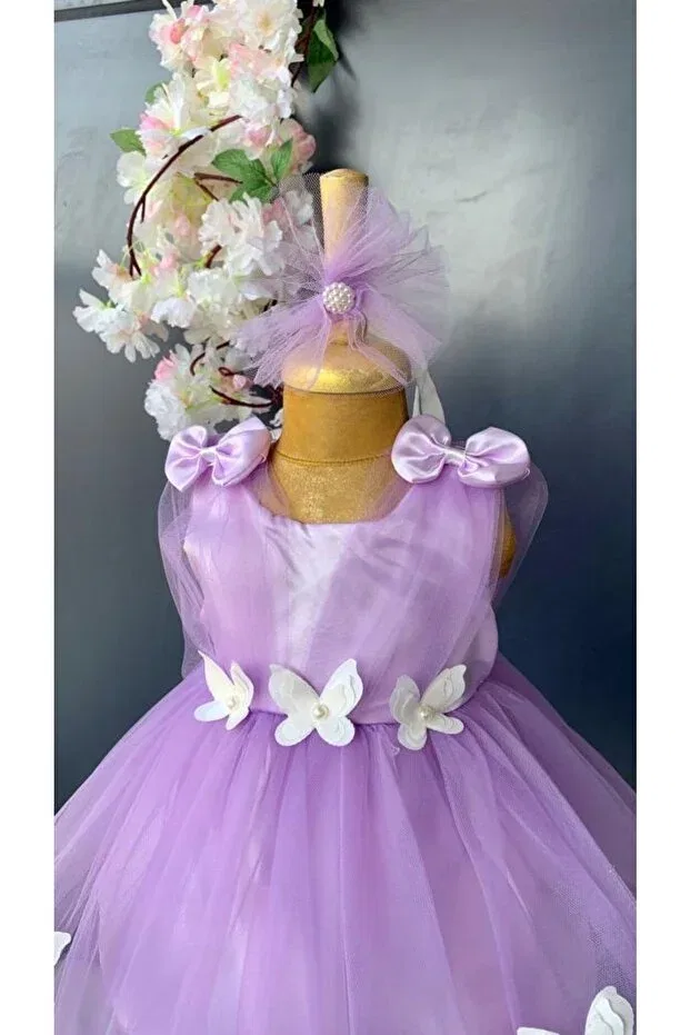 Детское платье для девочек с длинным рукавом Harry&Millie Petite Ponpon Baby, Lilac — фото 2