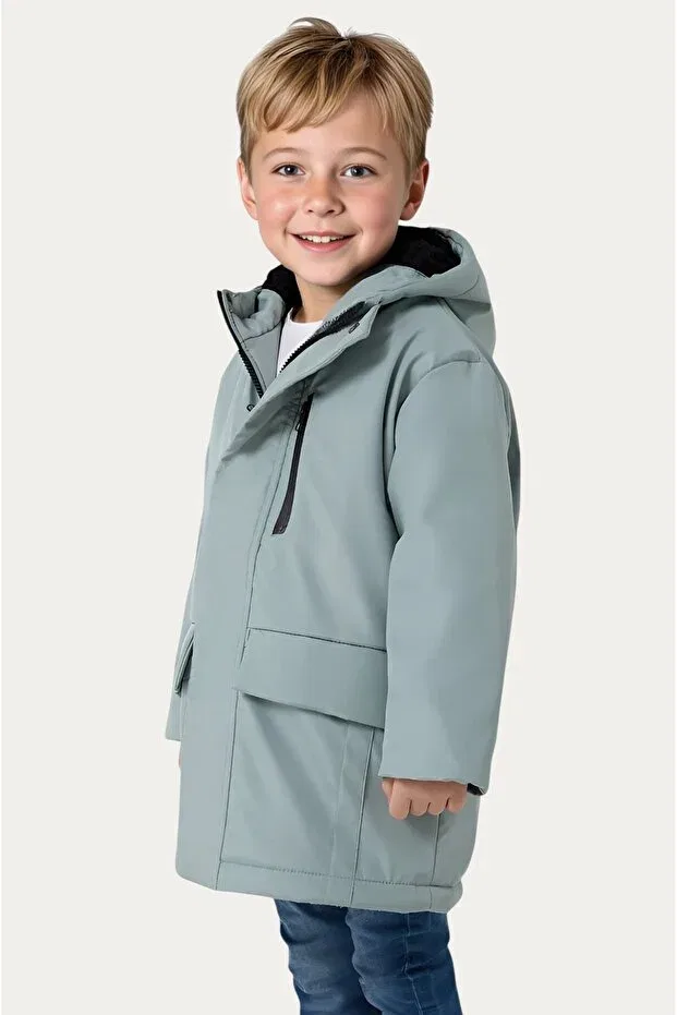 Детское зимнее пальто для девочек с капюшоном Outriverkids, Mint Green — фото 3