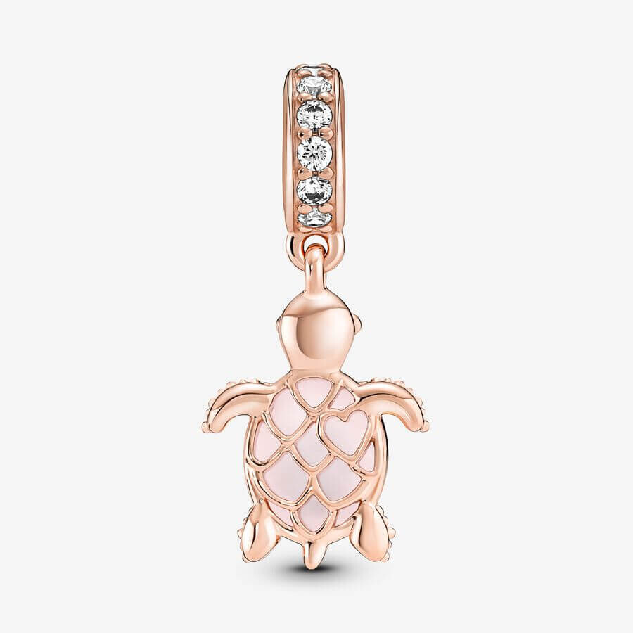 Шарм-подвеска Pandora Moments Murano Glass Pink Sea Turtle, розовое золото/розовый — фото 2
