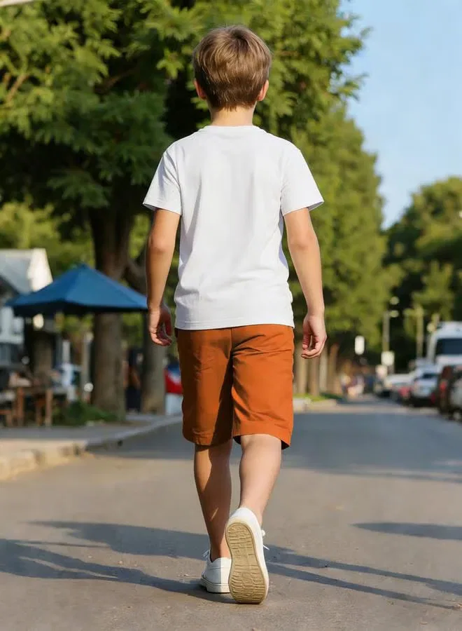 Комплект футболка и шорты с тропическим принтом Take Two, ржавый — фото 2