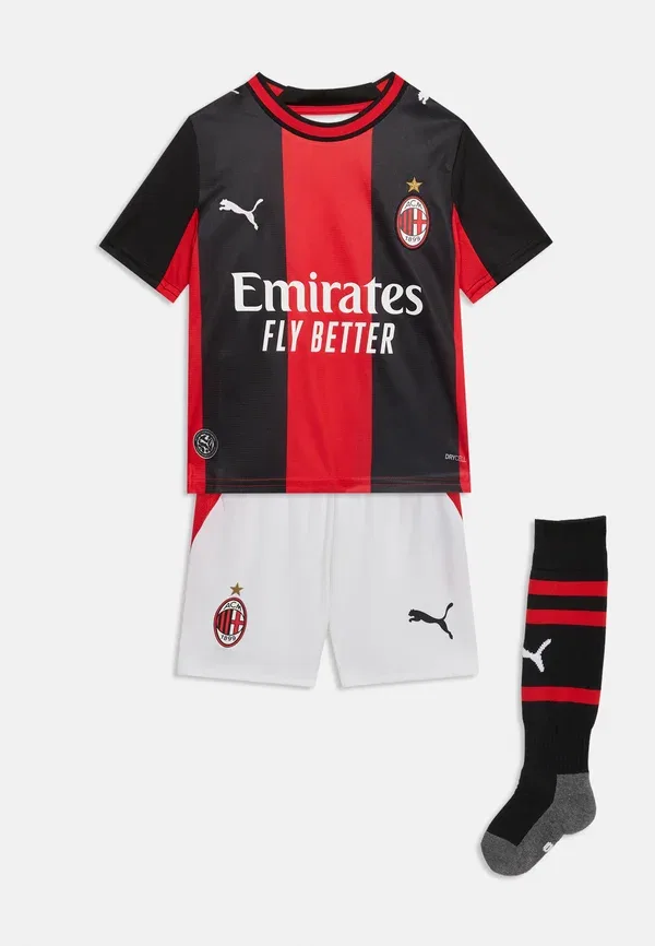 Детский футбольный комплект Ac Milan Home Minikit Unisex Set - шорты и футболка Puma, Black/Red, черный/красный