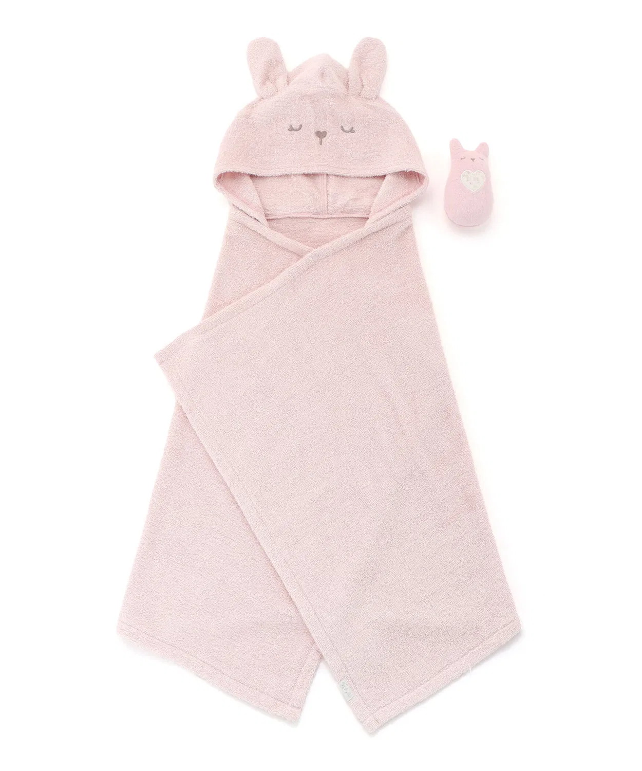 Детский комплект: пеленка-кокон с ушками и погремушка, с принтом SLAP SLIP BABY, Pink — фото 4
