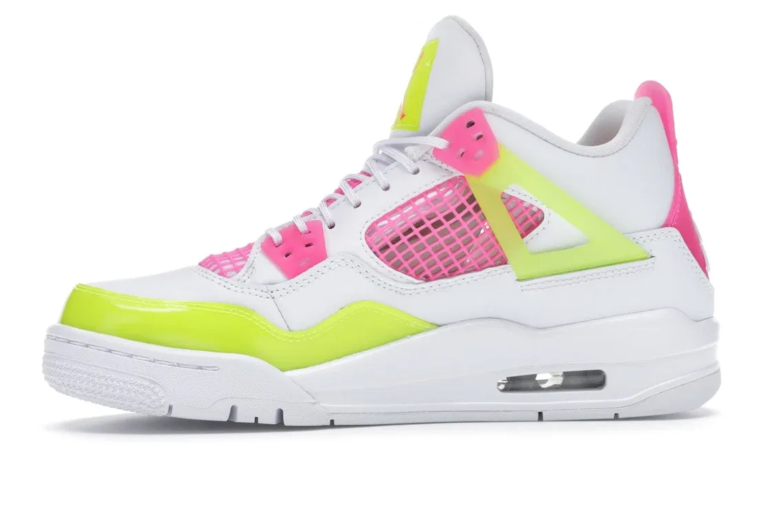 Детские кроссовки Lifestyle с вентиляцией Jordan 4 Retro, White/Lemon Venom-Pink Blast — фото 3