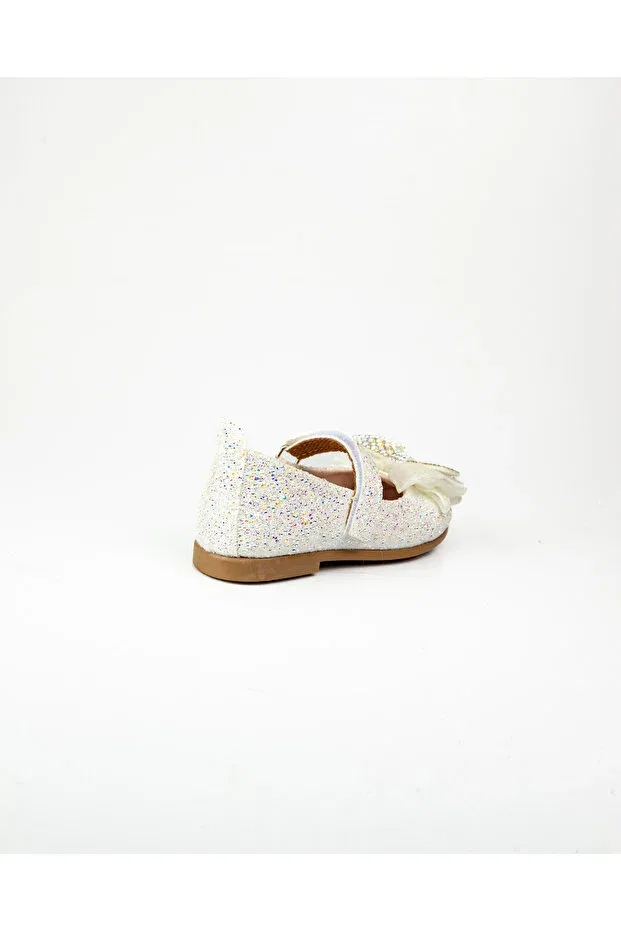 Детские балетки с блестками 612 White Glittery Scarf Baby Girl Ballerina Ballet Shoes Minican, White — фото 4