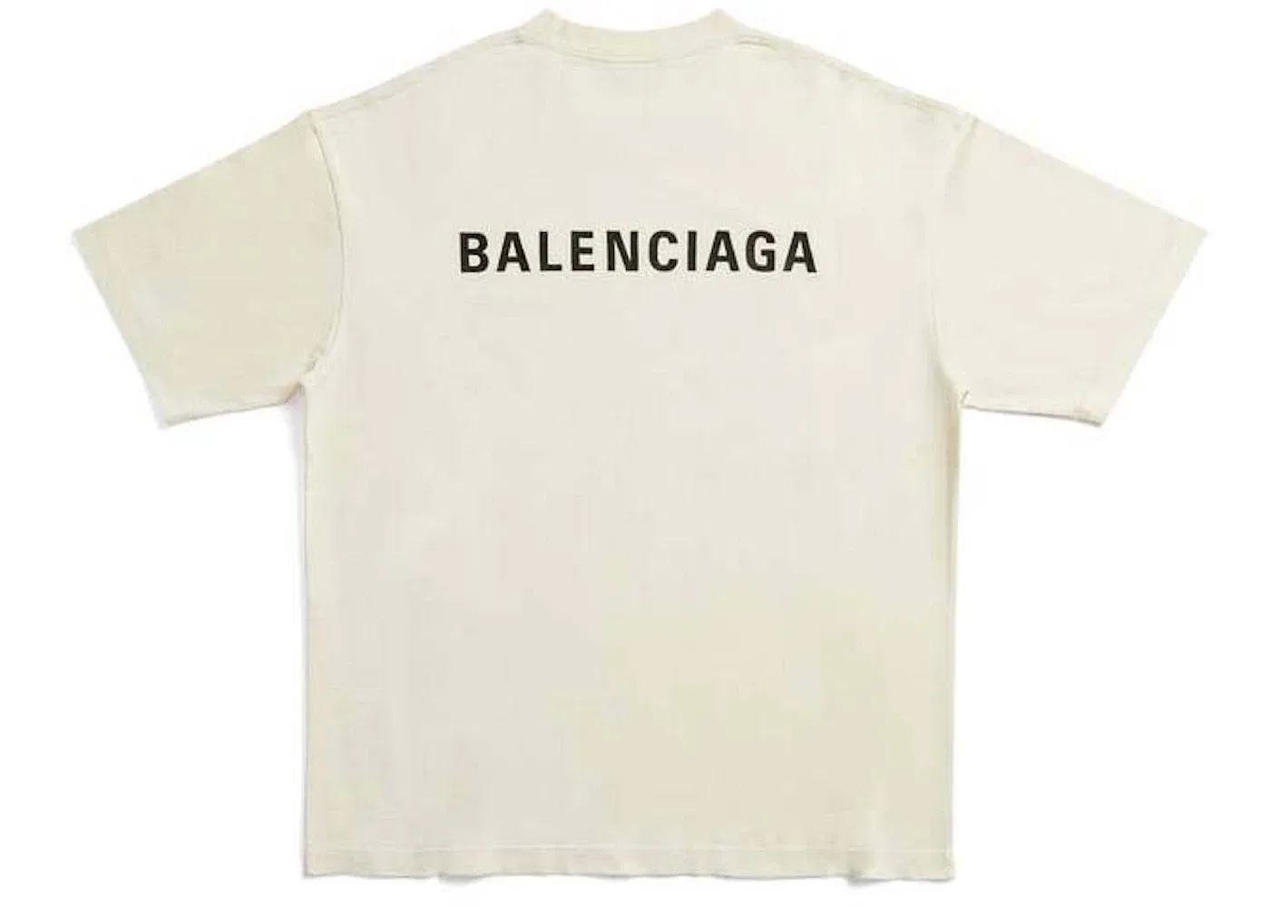 Мужская футболка с принтом Balenciaga Back Logo Medium Fit T-shirt, Cream — фото 2