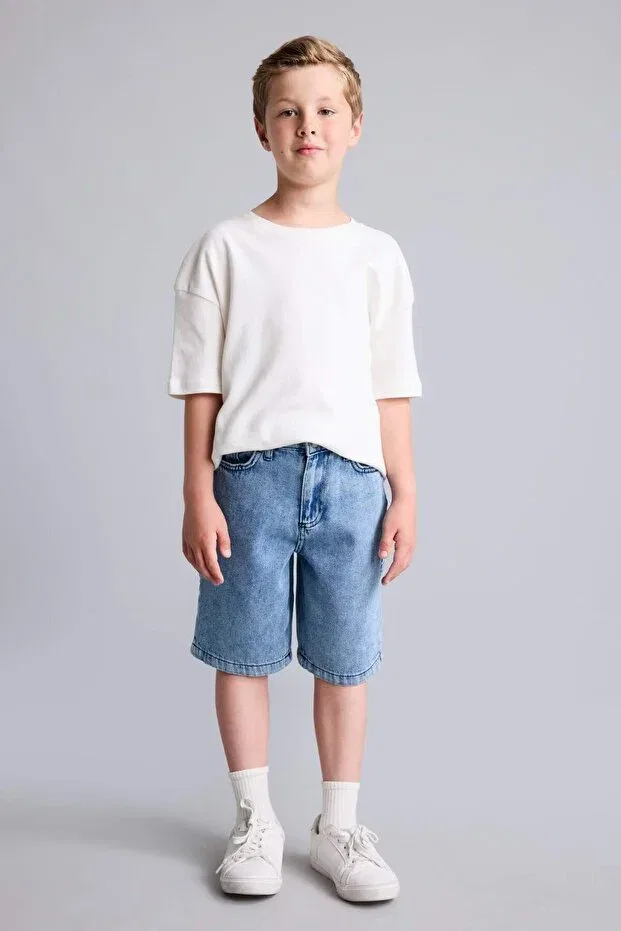 Детские шорты для мальчиков хлопковые Regular fit Defacto, Blue-Nm39 — фото 2