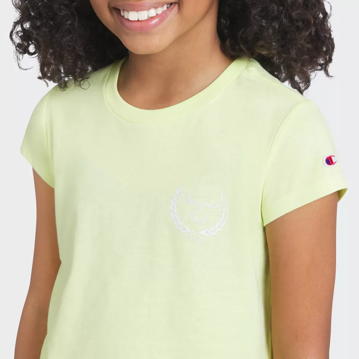 Детская футболка для девочек с принтом Champion Graphic Baby T-Shirt KIDS CHAMPION, Lemon Yellow — фото 4