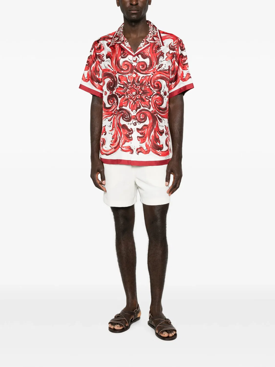 Рубашка из шелка с коротким рукавом белая Dolce & Gabbana, белый — фото 2