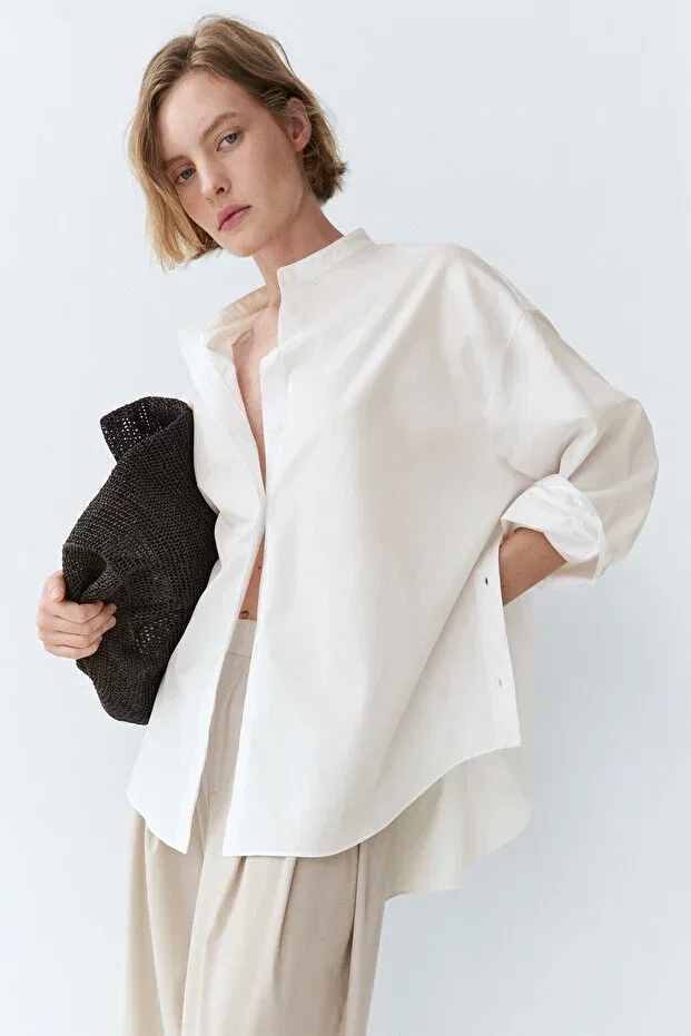 Женская рубашка с длинным рукавом Massimo Dutti, White — фото 3