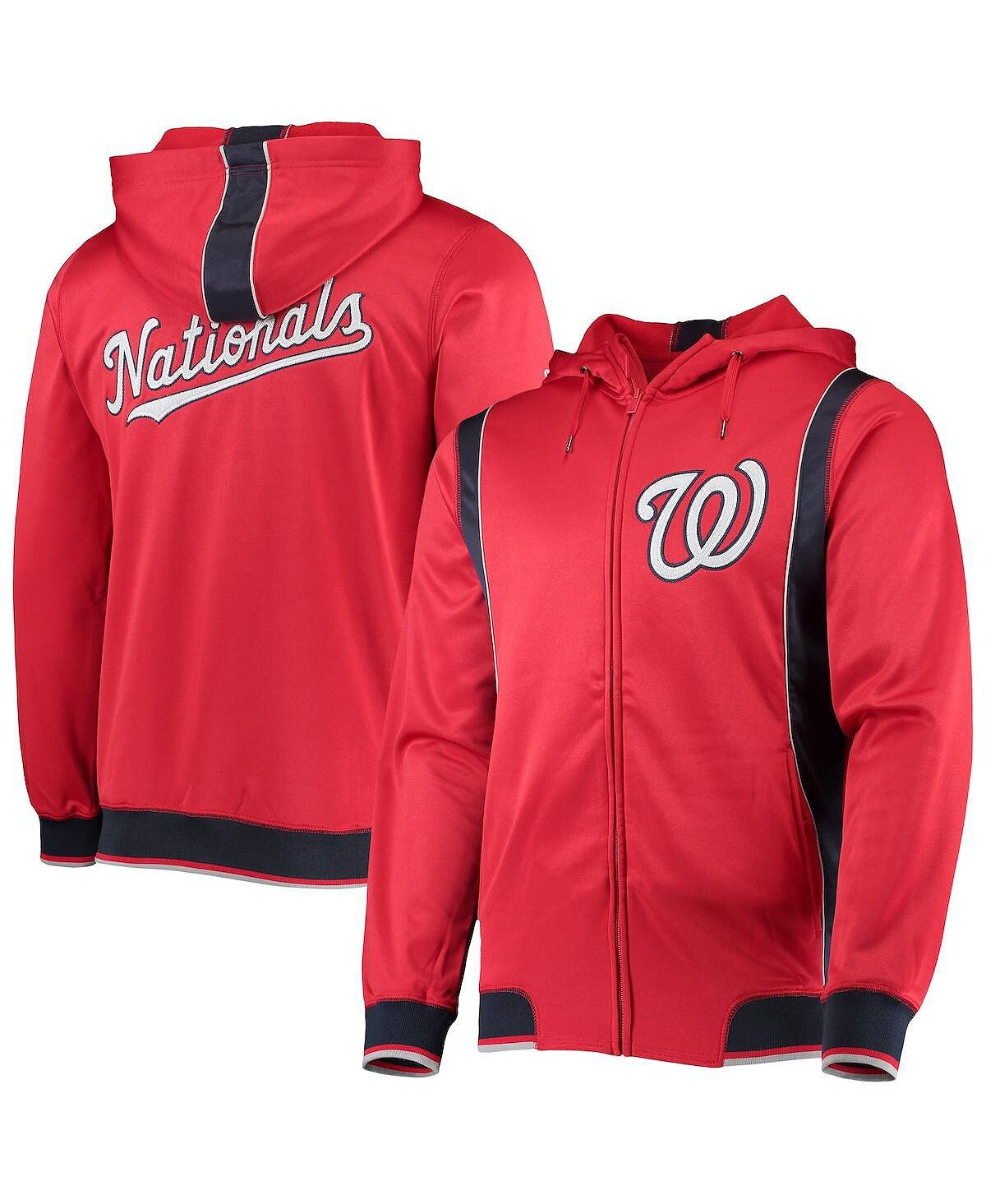 

Мужская красная, темно-синяя толстовка с капюшоном на молнии washington nationals team Stitches, красный