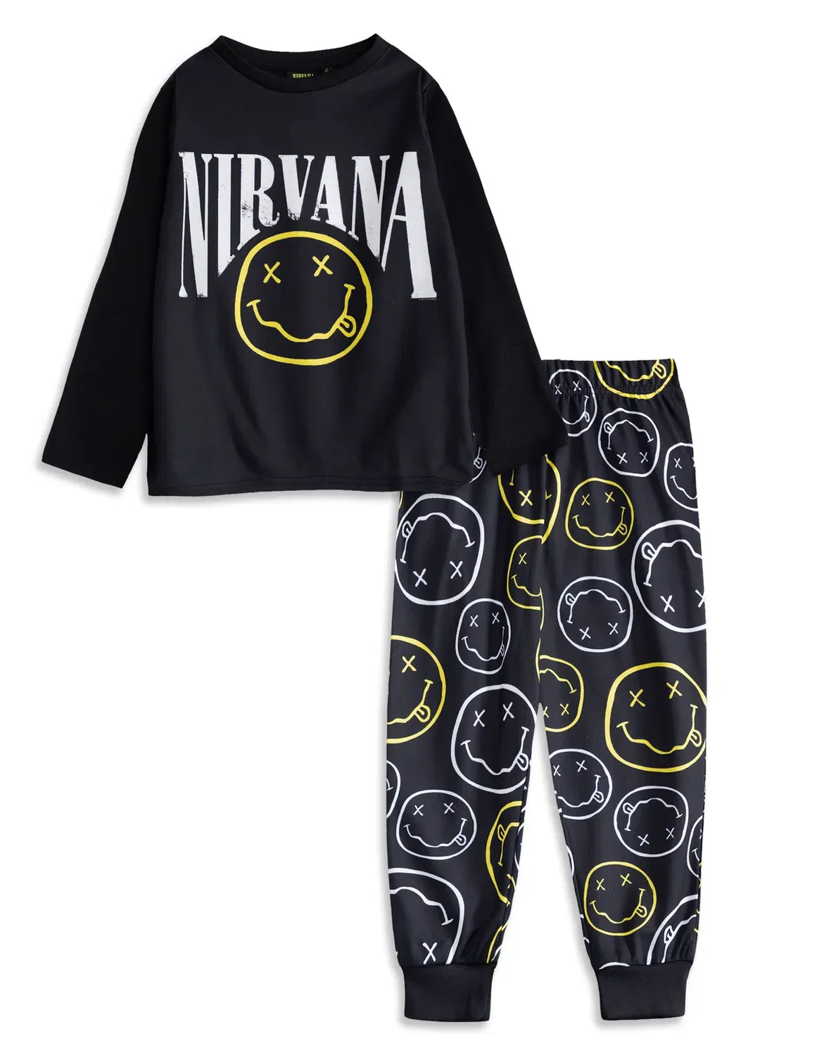 Детский комплект пижамы с длинным рукавом и длинными штанинами Nirvana, Black