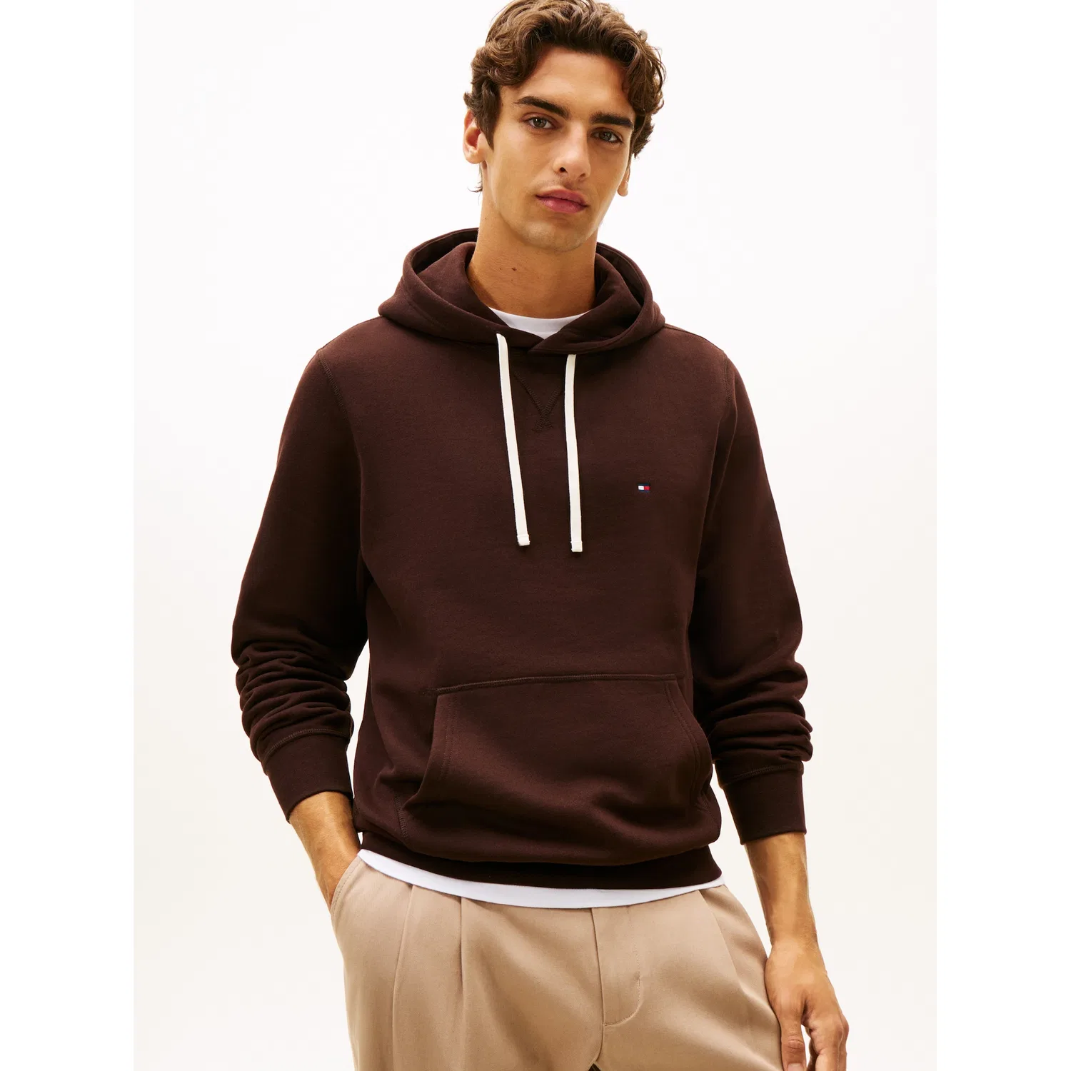 Мужской худи с капюшоном и кенгуру-карманом Tommy Hilfiger, Chocolate