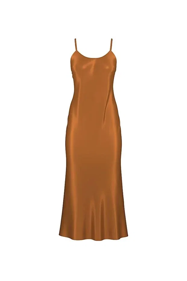 Женская ночная рубашка сатиновая с принтом Luxury satin transparent nightgown Victoria'S Secret, Mustard Yellow — фото 3
