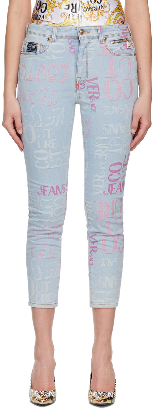 

Жаккардовые джинсы цвета индиго Versace Jeans Couture, Серый, Жаккардовые джинсы цвета индиго Versace Jeans Couture