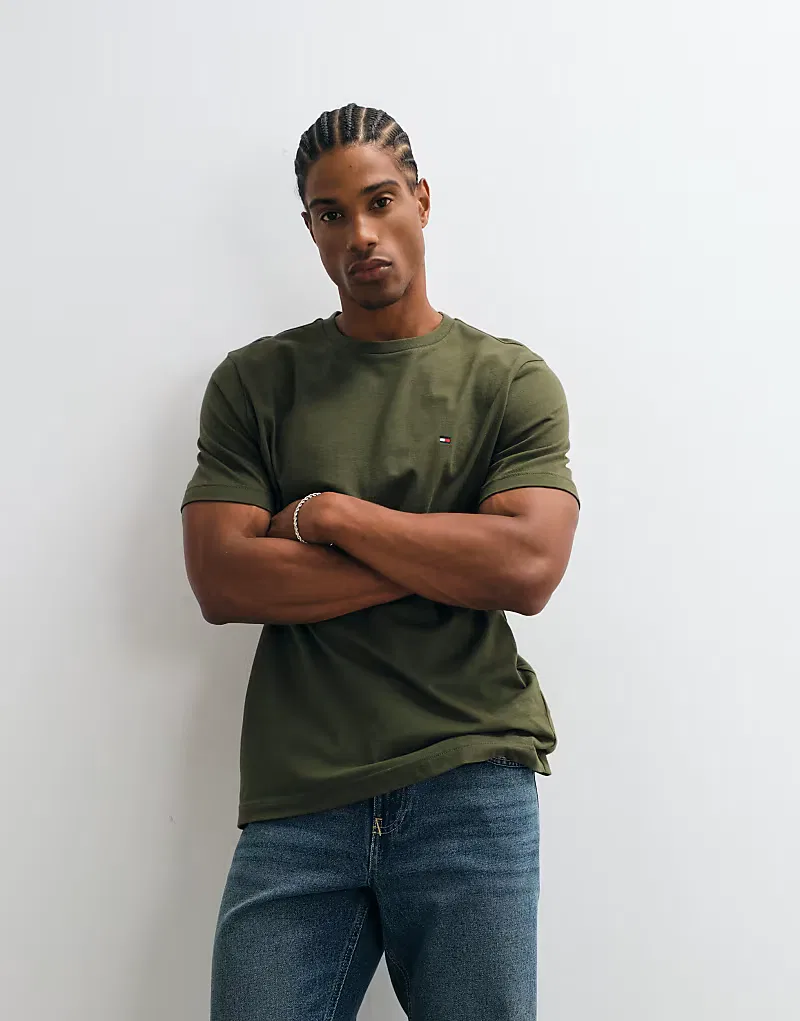 Футболка Tommy Hilfiger с логотипом в виде флага, хаки — фото 3