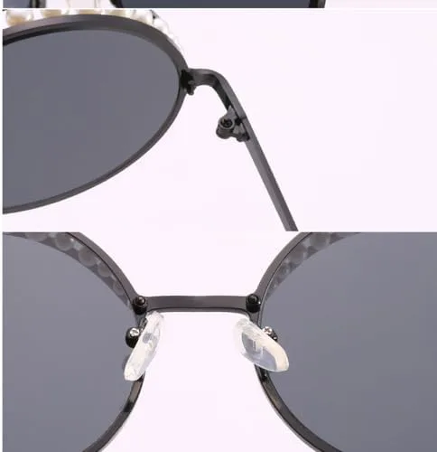 

Женские круглые солнцезащитные очки с жемчужным блеском 2026 года. Модные женские зеркальные очки с защитой от УФ-излучения UV400 MTZJH, C3yellow Gold Mirror