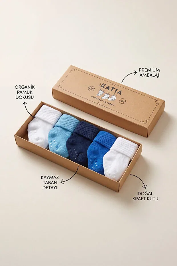 Детские носки хлопковые 5 шт Katia&Bony, White/Blue — фото 4