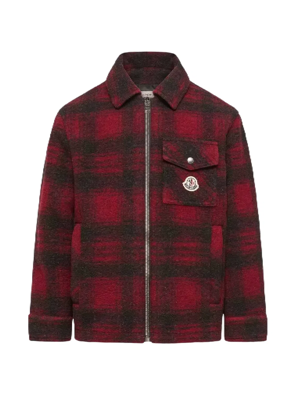 Рубашка-куртка с нашивкой в клетку Moncler Enfant, красный