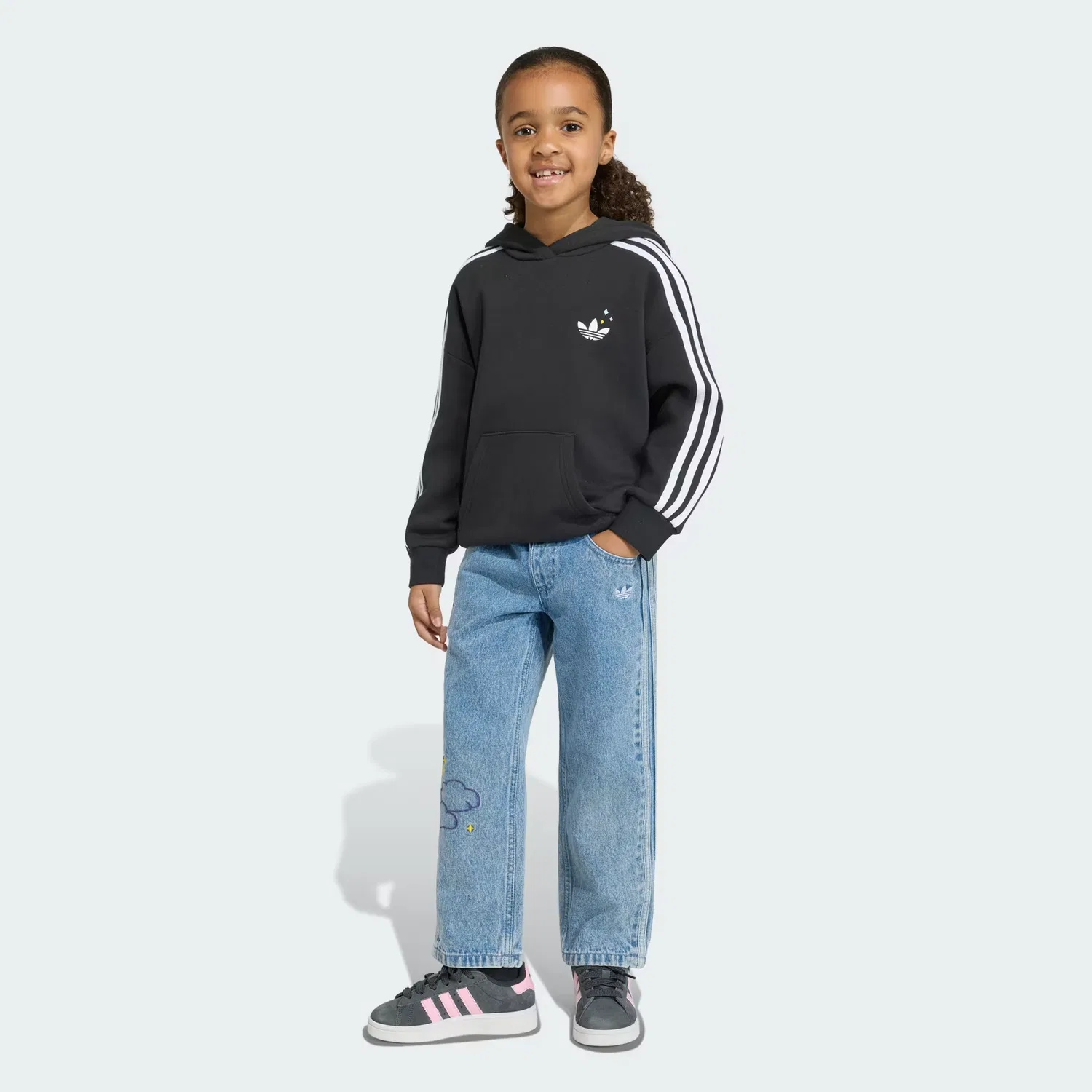 Детское худи оверсайз на молнии Care Bears Adidas Originals, черный — фото 3