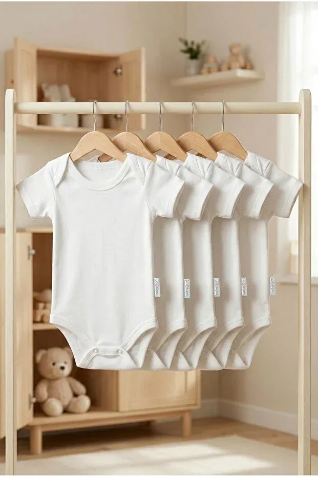 Детское боди-комплект с коротким рукавом 5 предметов Bebeqon, Ecru — фото 3