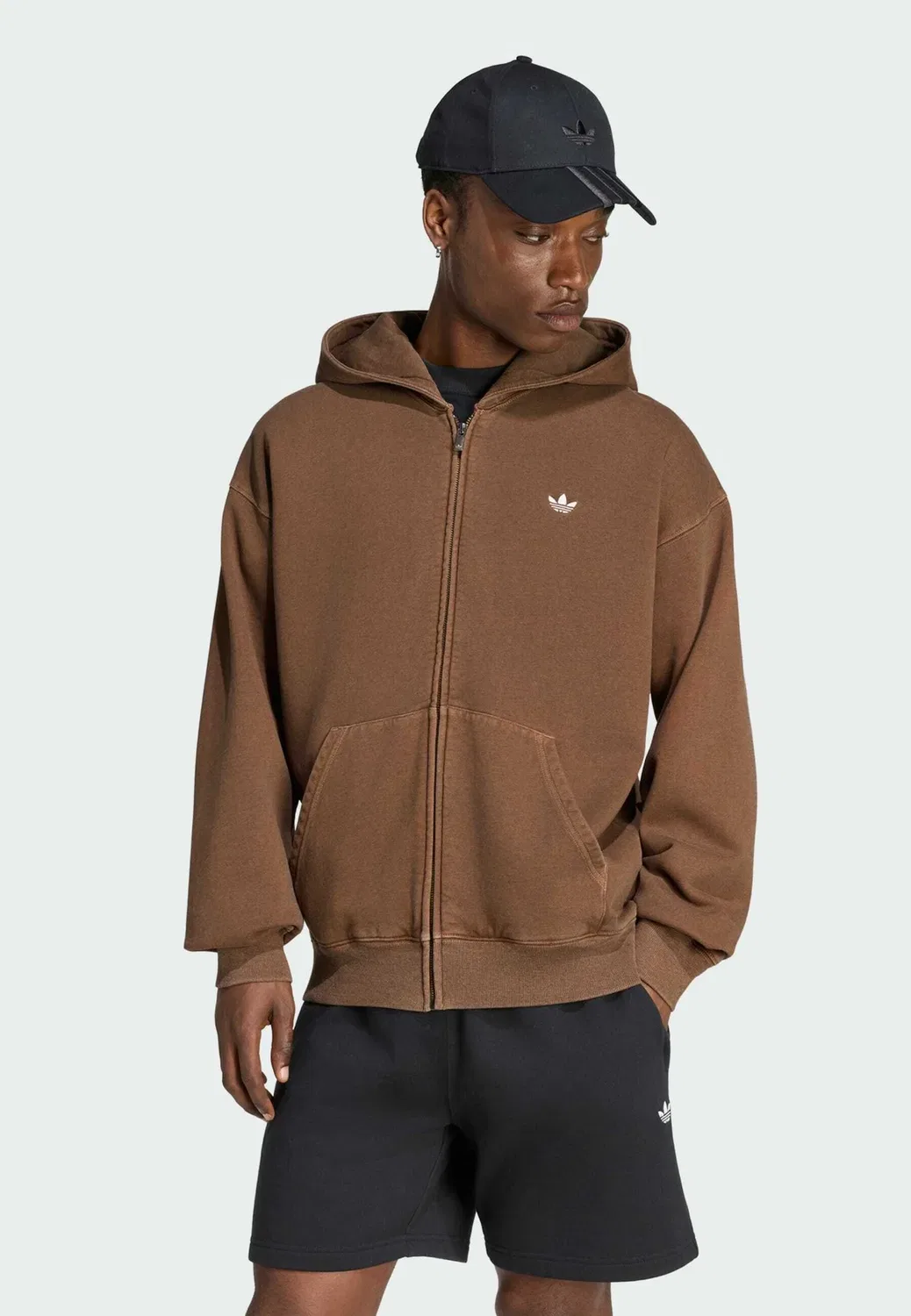 Толстовка Ess loose fz hd унисекс на молнии Adidas Originals, Preloved Brown