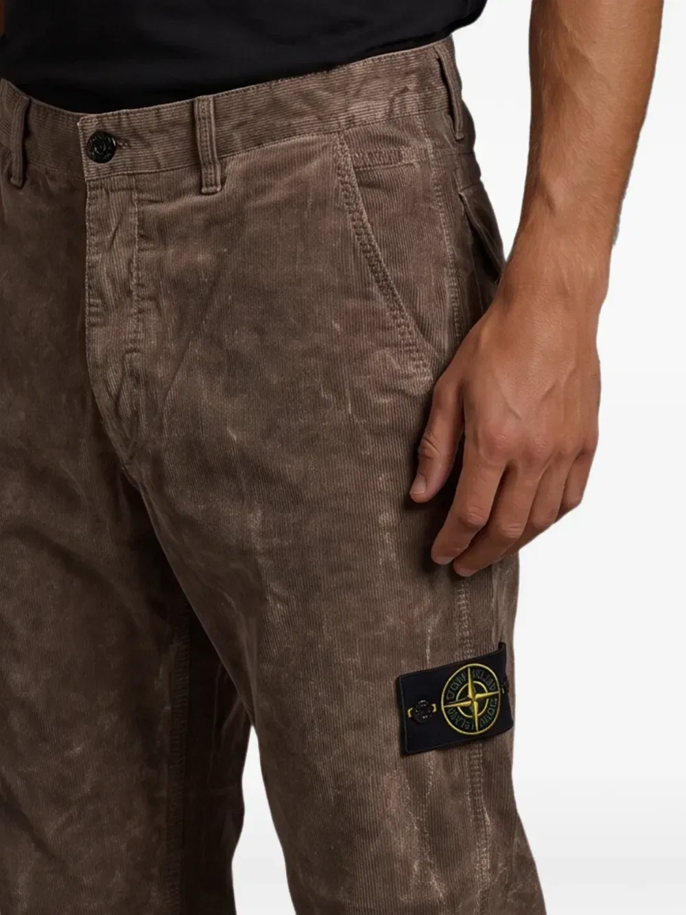 Вельветовые брюки с эффектом терракоты Stone Island, коричневый — фото 3