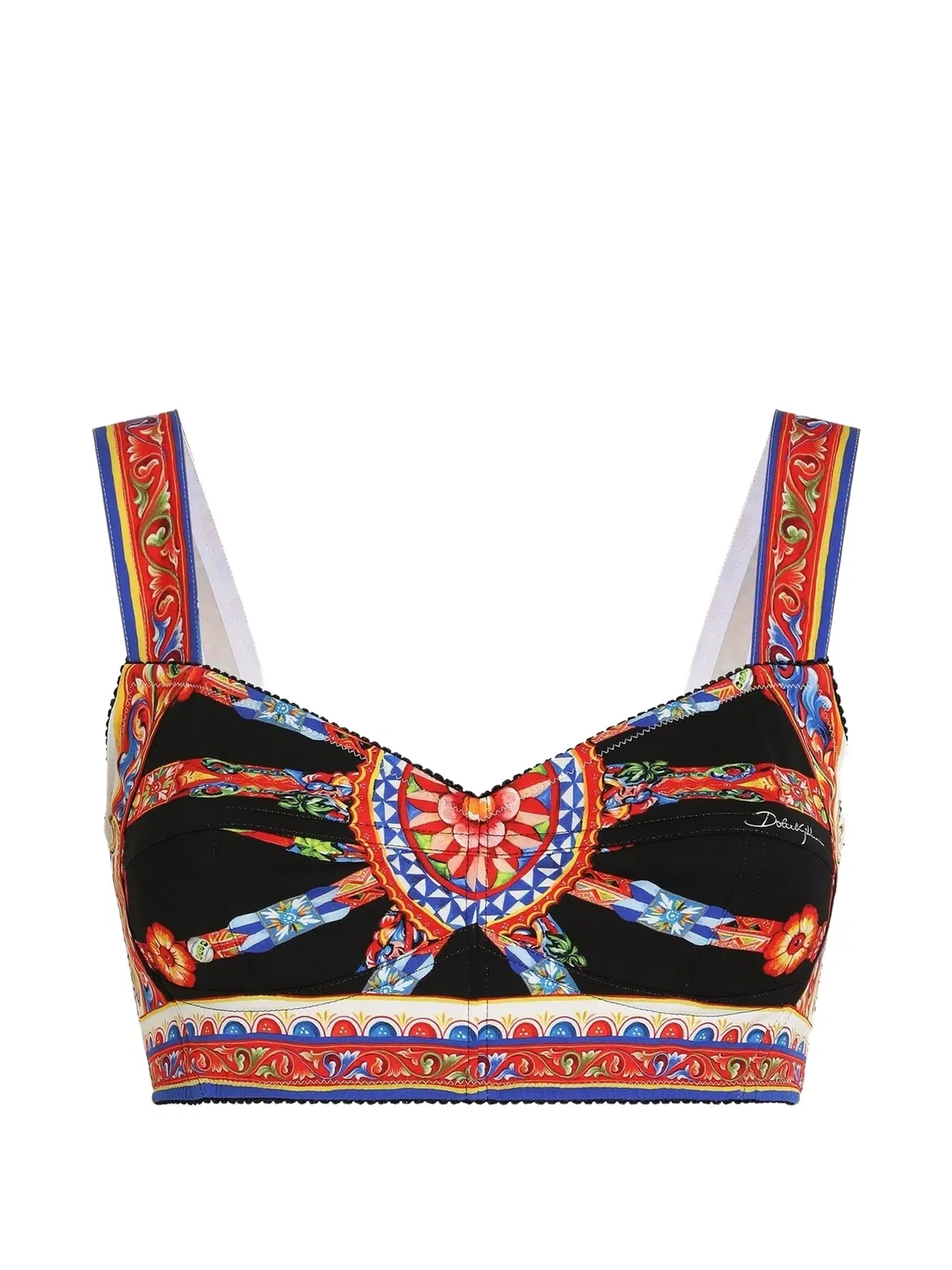 Dolce & Gabbana Шелковый топ Carretto-print черный