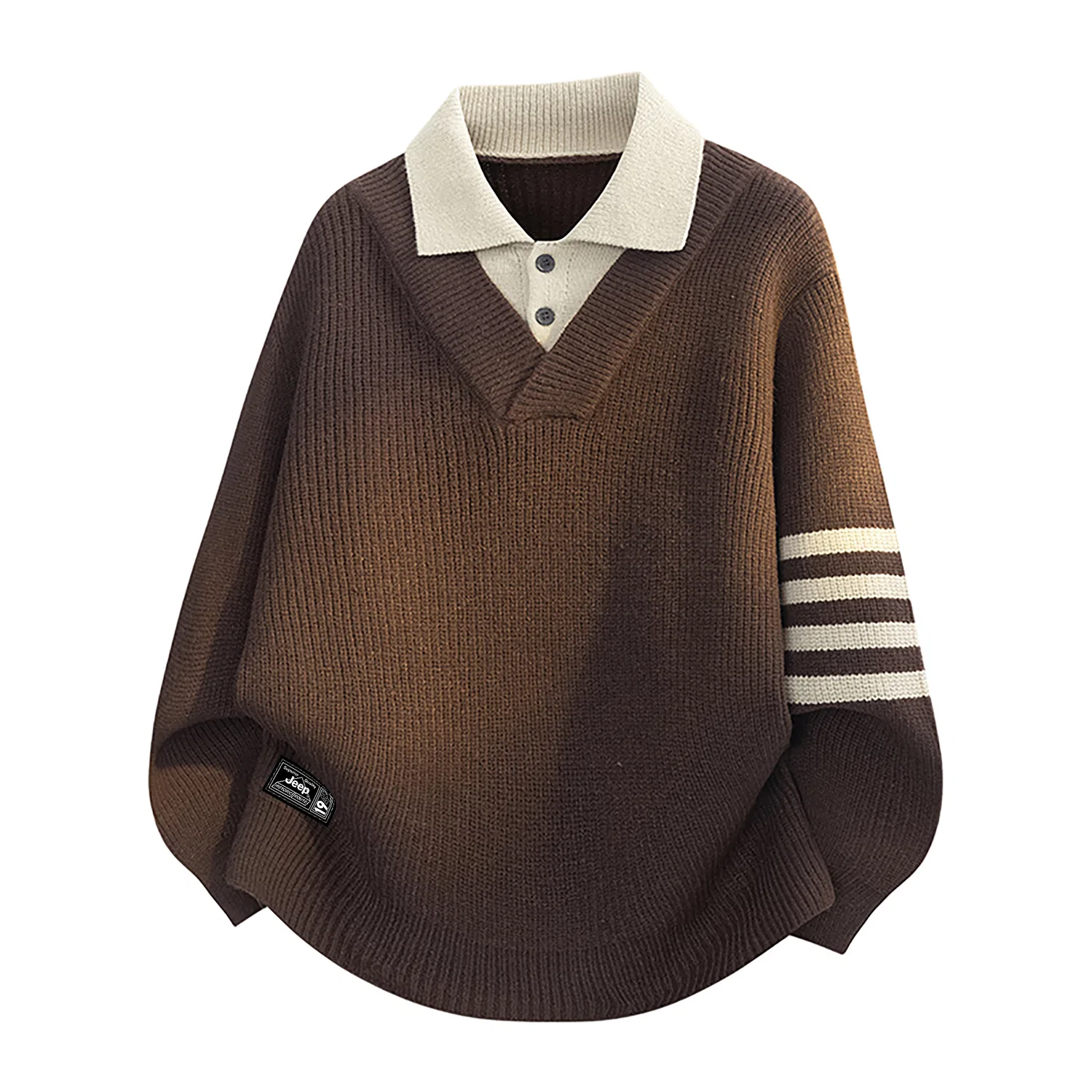 Детский свитер с лацканами Jeep, Caramel Brown