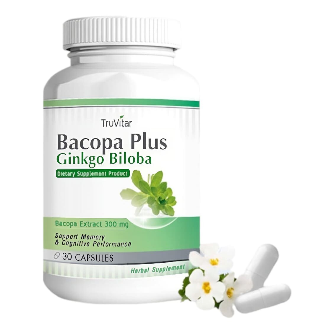 

Добавка TruVitar Bacopa Plus Ginkgo Biloba, 30 капсул