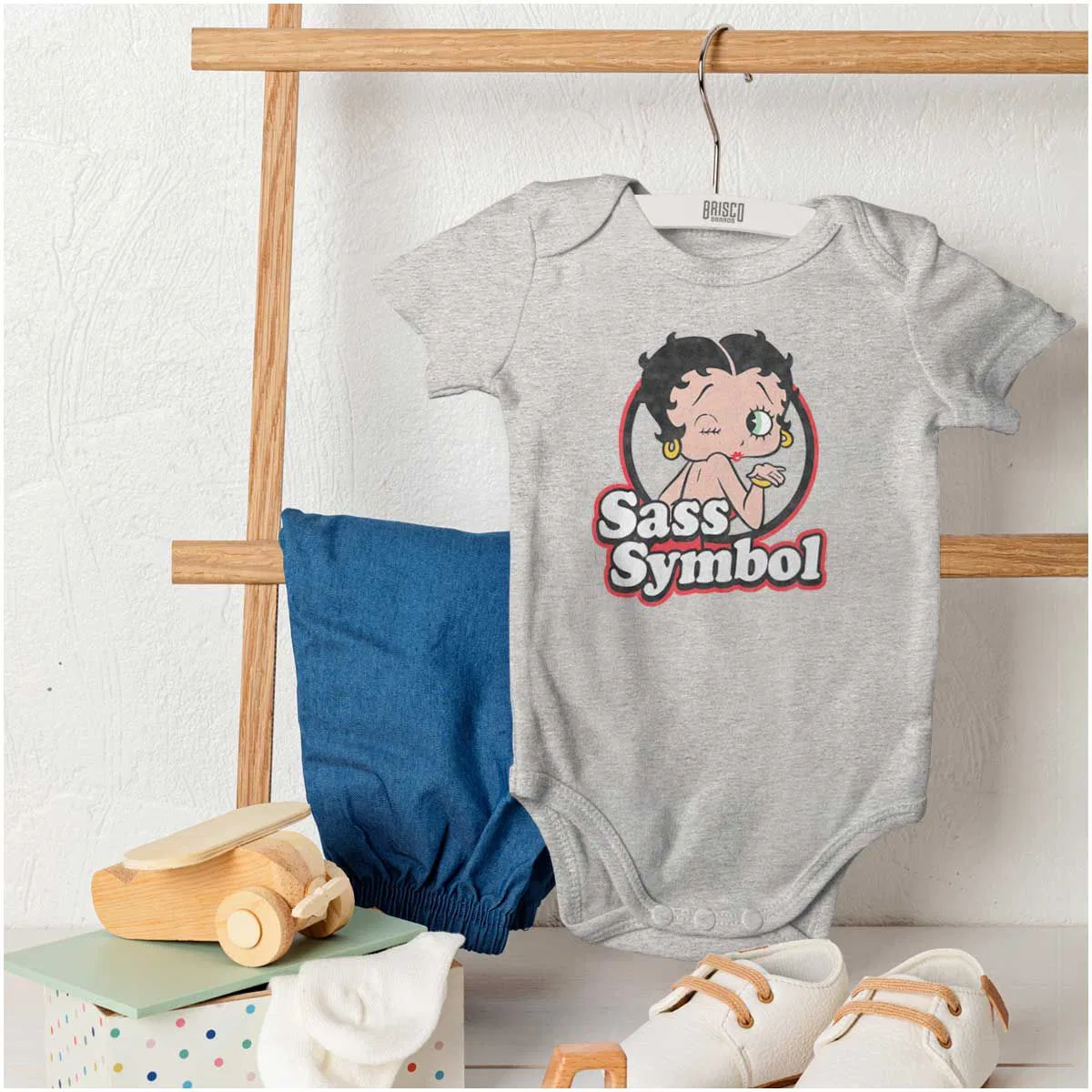 Детское боди для девочек с принтом Betty Boop Cartoon Brisco Brands, Heather — фото 4