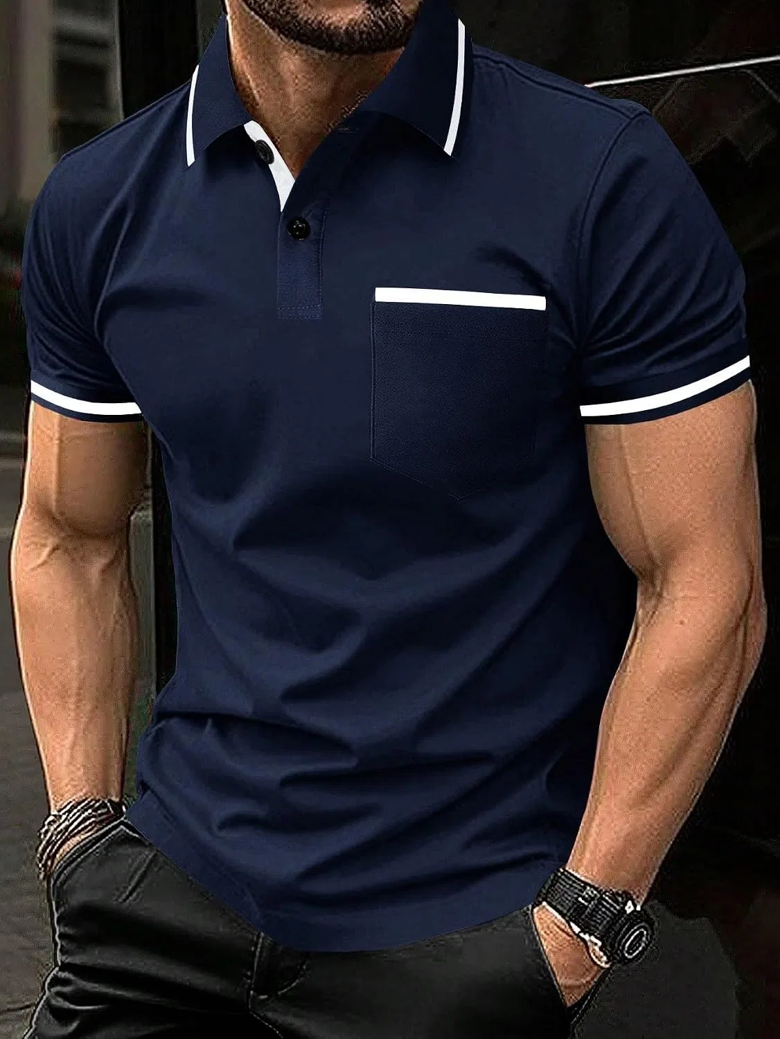 Мужская футболка с полупланкой Regular Fit Short Sleeve, Royal Blue — фото 2
